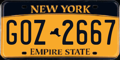 NY license plate GOZ2667