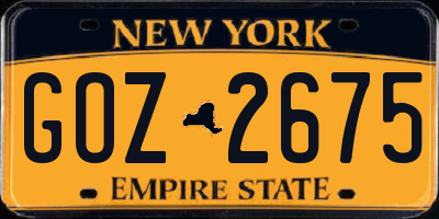 NY license plate GOZ2675