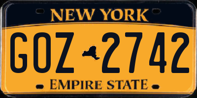 NY license plate GOZ2742