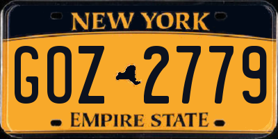 NY license plate GOZ2779