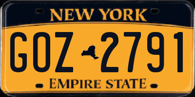NY license plate GOZ2791