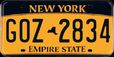 NY license plate GOZ2834