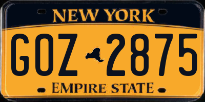 NY license plate GOZ2875