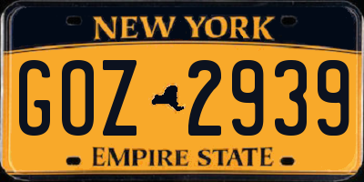 NY license plate GOZ2939
