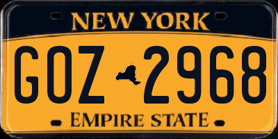 NY license plate GOZ2968