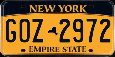 NY license plate GOZ2972