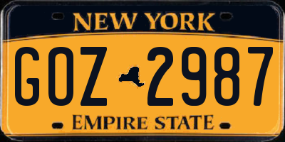 NY license plate GOZ2987