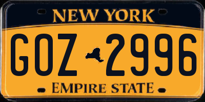 NY license plate GOZ2996