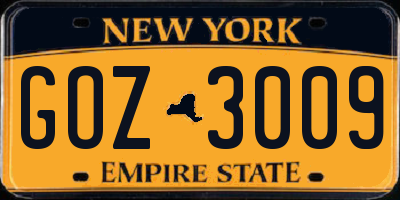NY license plate GOZ3009