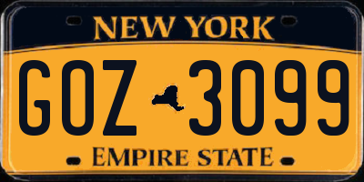 NY license plate GOZ3099
