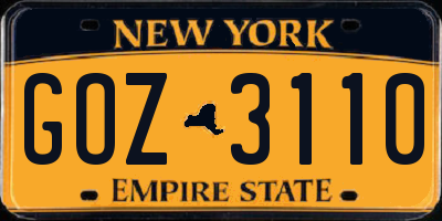 NY license plate GOZ3110