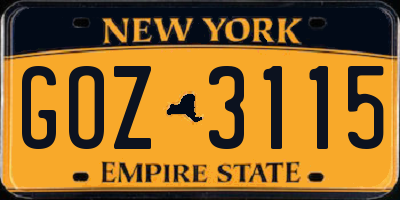NY license plate GOZ3115