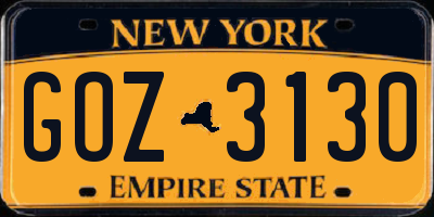 NY license plate GOZ3130