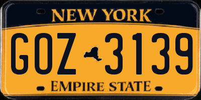 NY license plate GOZ3139