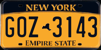 NY license plate GOZ3143