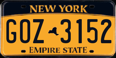 NY license plate GOZ3152