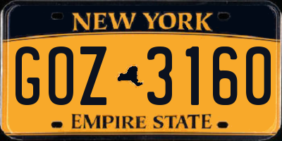 NY license plate GOZ3160