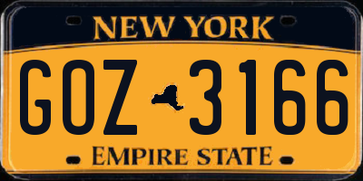 NY license plate GOZ3166
