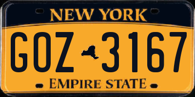 NY license plate GOZ3167