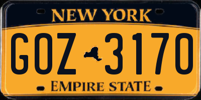 NY license plate GOZ3170