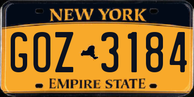NY license plate GOZ3184