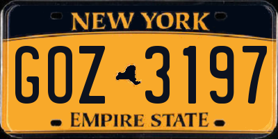 NY license plate GOZ3197