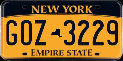 NY license plate GOZ3229