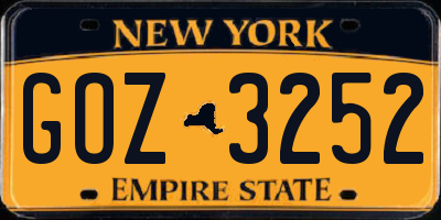 NY license plate GOZ3252