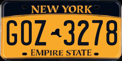 NY license plate GOZ3278