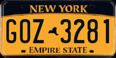 NY license plate GOZ3281