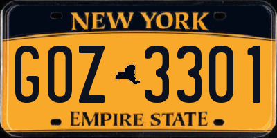 NY license plate GOZ3301