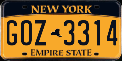 NY license plate GOZ3314