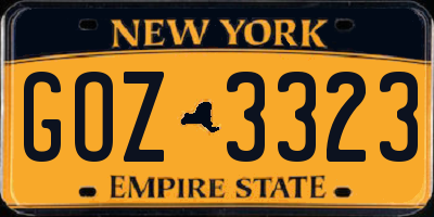 NY license plate GOZ3323