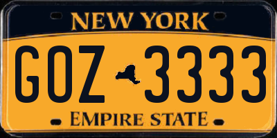 NY license plate GOZ3333