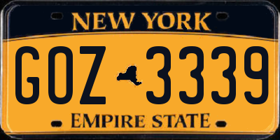 NY license plate GOZ3339
