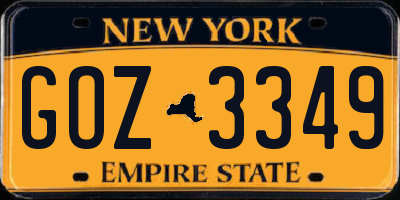 NY license plate GOZ3349