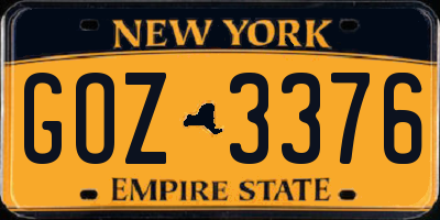 NY license plate GOZ3376