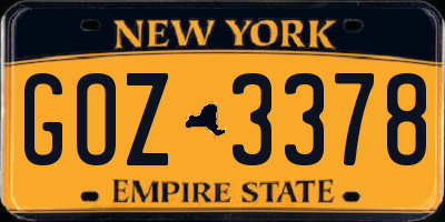 NY license plate GOZ3378