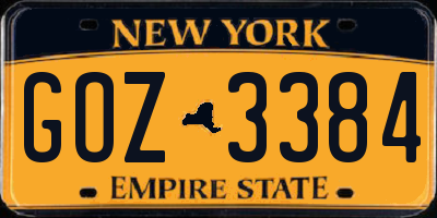 NY license plate GOZ3384