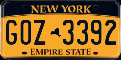 NY license plate GOZ3392