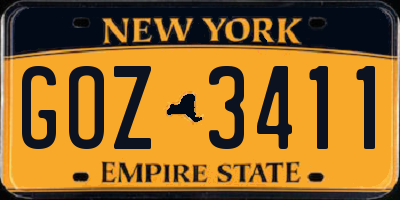 NY license plate GOZ3411