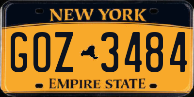 NY license plate GOZ3484