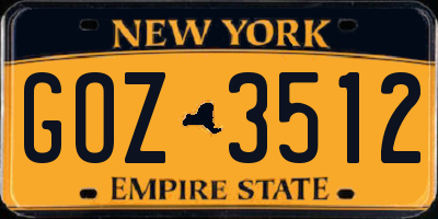 NY license plate GOZ3512