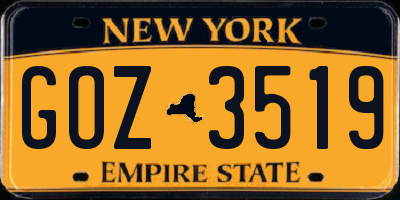 NY license plate GOZ3519
