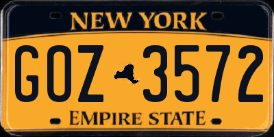 NY license plate GOZ3572