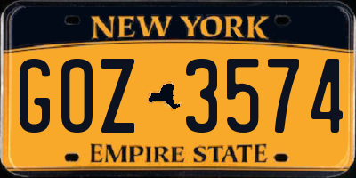 NY license plate GOZ3574