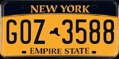 NY license plate GOZ3588