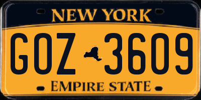 NY license plate GOZ3609