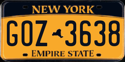 NY license plate GOZ3638