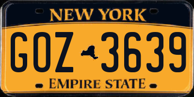 NY license plate GOZ3639